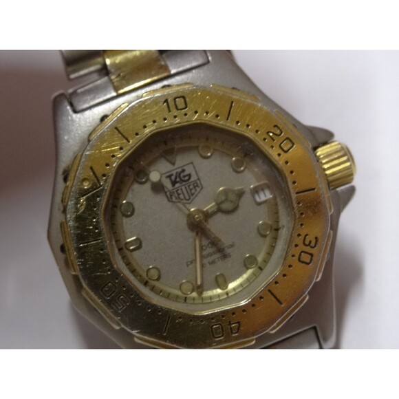 34mm TAG Heuer 3000 Pro 934.213 MidSize 2Tone Gold Steel 200M Quartz Dive Watch - Picture 2 of 14